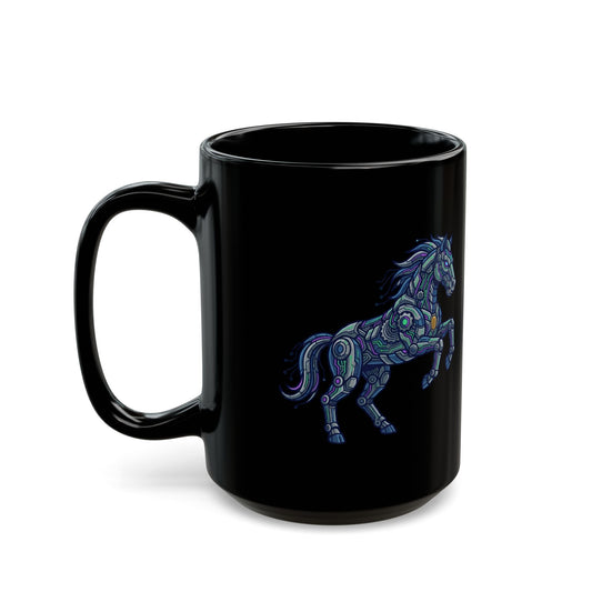 "Cyber Mustang" Black Ceramic Mug