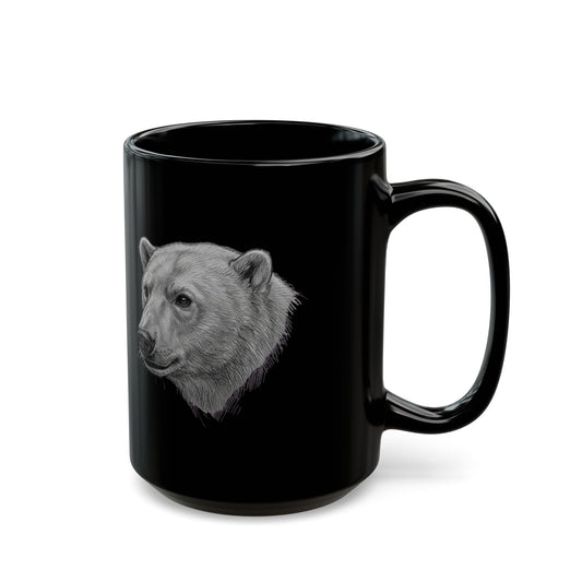 "Pencil Sketch Art Polar Bear" Black Ceramic Mug — Graphic