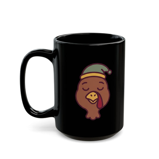 "The Turkey Made Me Do It" Black Ceramic Mug — Graphic