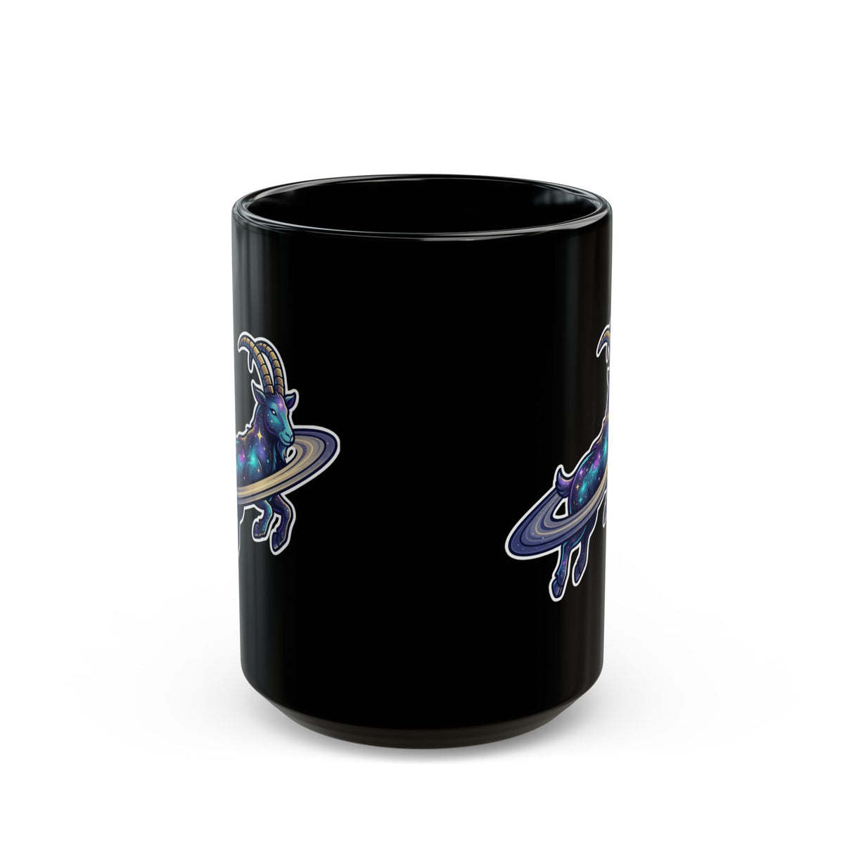 "Space Explorer Capricorn" Black Ceramic Mug — Graphic