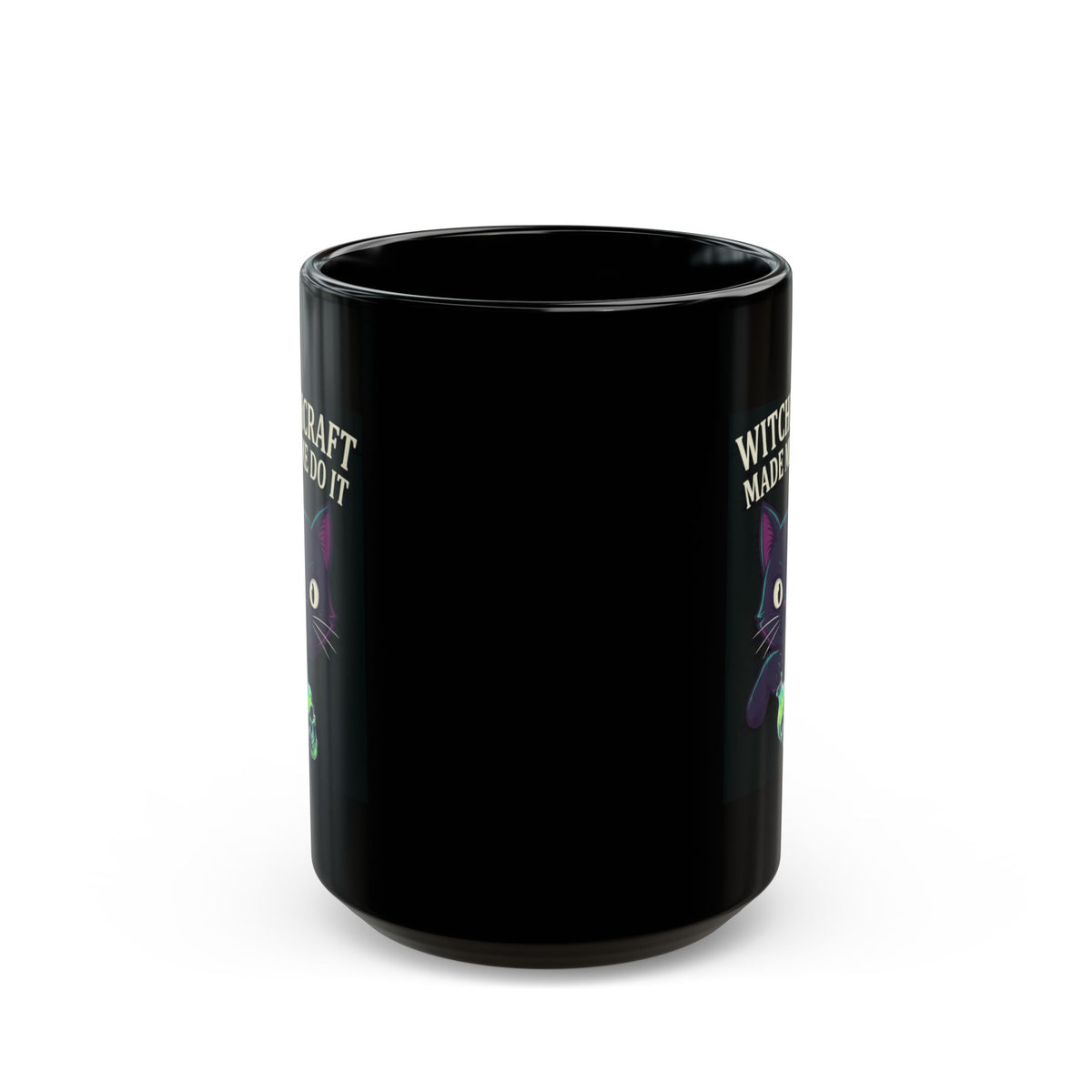 "Witchcraft Made Me Do It" Black Ceramic Mug — Graphic