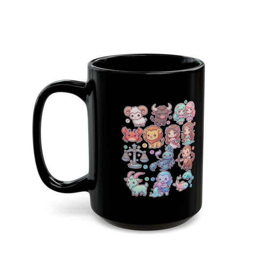 "Cute Chibi Zodiac" Black Ceramic Mug