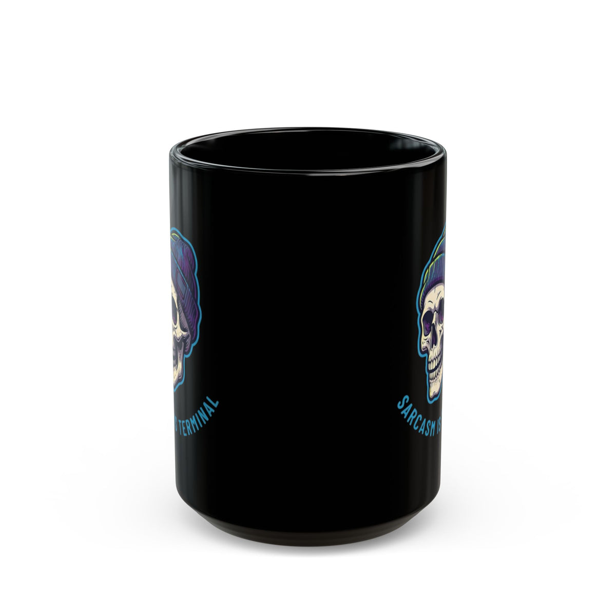 "Cancer Sucks But My Sarcasm Is Terminal" Black Ceramic Mug — Graphic
