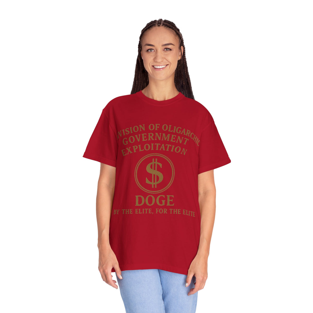 Color: Red | DOGE—By the Elite, For the Elite Unisex Garment-Dyed T-shirt