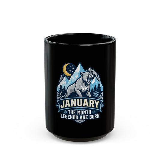 "January Legend" Black Ceramic Mug