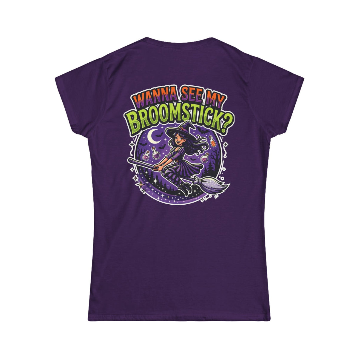 Color: Purple | Wanna See My Broomstick Women's Tee