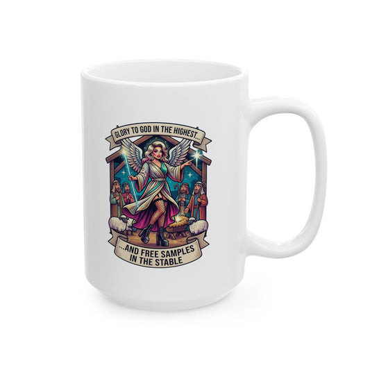 "Glory to God Samples In The Stable" White Ceramic Mug