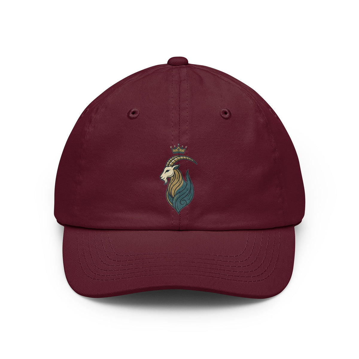 Color: Maroon | Capricorn- The Sea-Goat Crest Dad Hat — Graphic