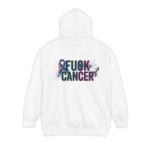 Color: White | Two Words for Cancer | Garment-Dyed Hoodie — AttitudeShirts