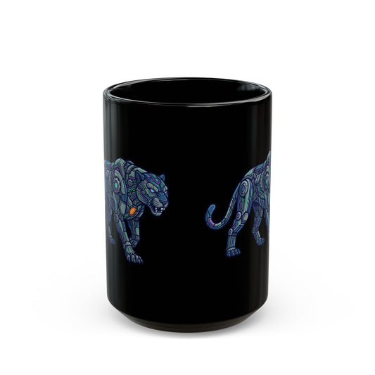 "Cyber Panther" Black Ceramic Mug
