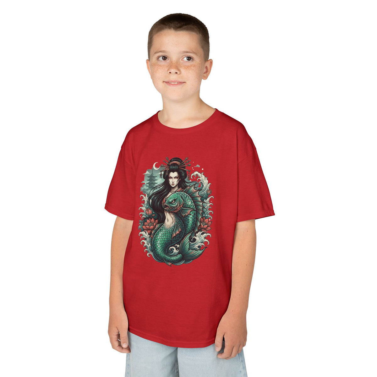 Color: Red | Ningyo (Japanese Folklore) Kids Tee