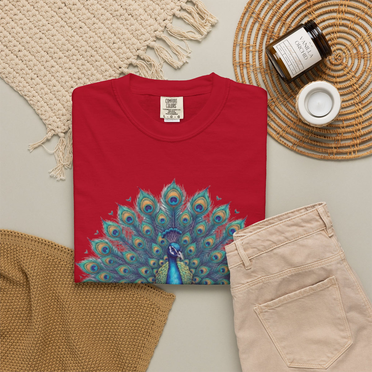 "Hippy Peacock" Unisex Garment-Dyed Tee