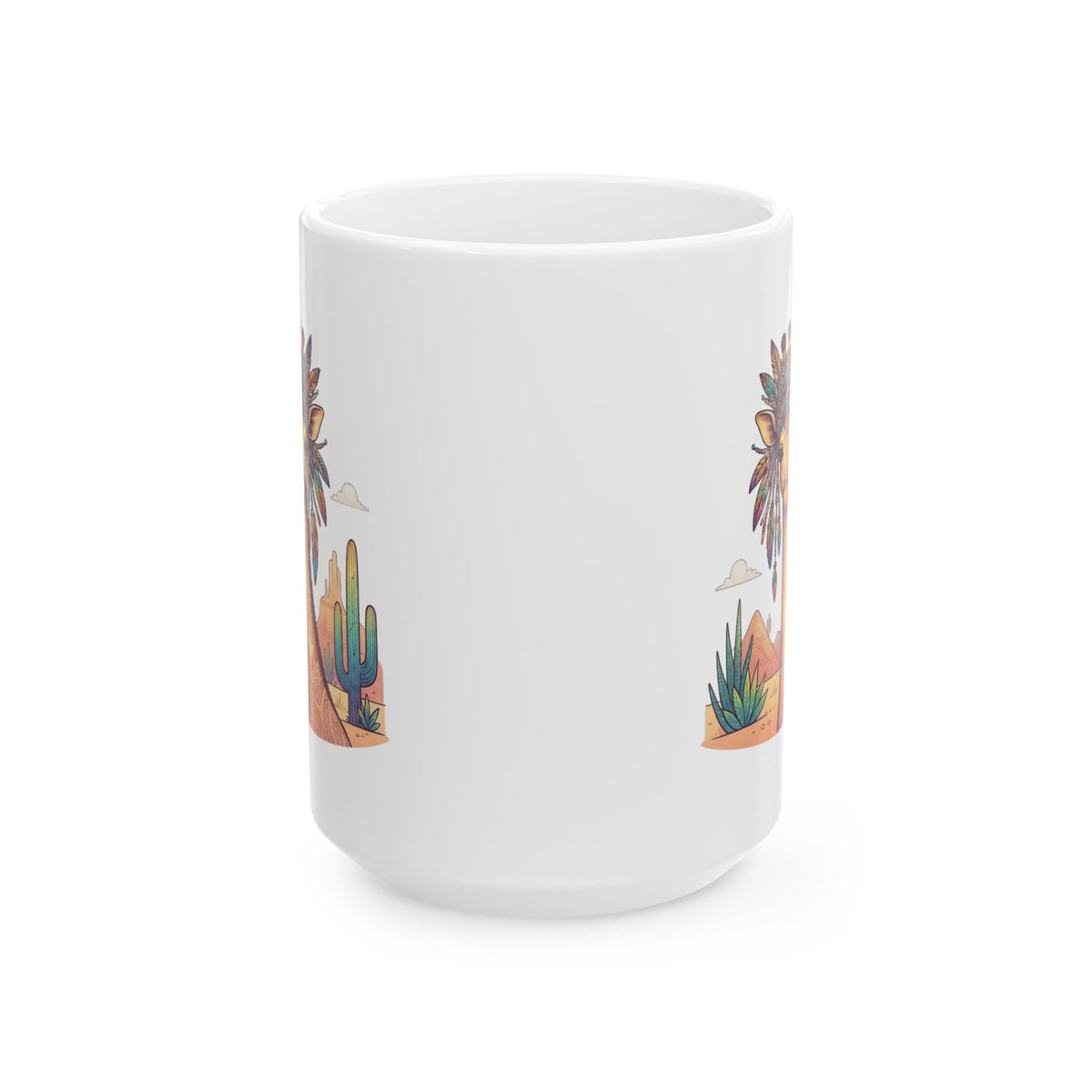 "Hippy Giraffe" White Ceramic Mug