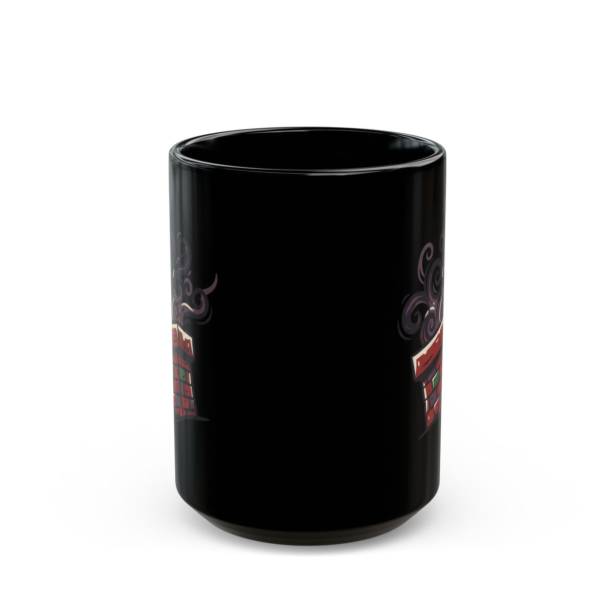 "Up On The Housetop Doing Naughty Stuff" Black Ceramic Mug — Graphic
