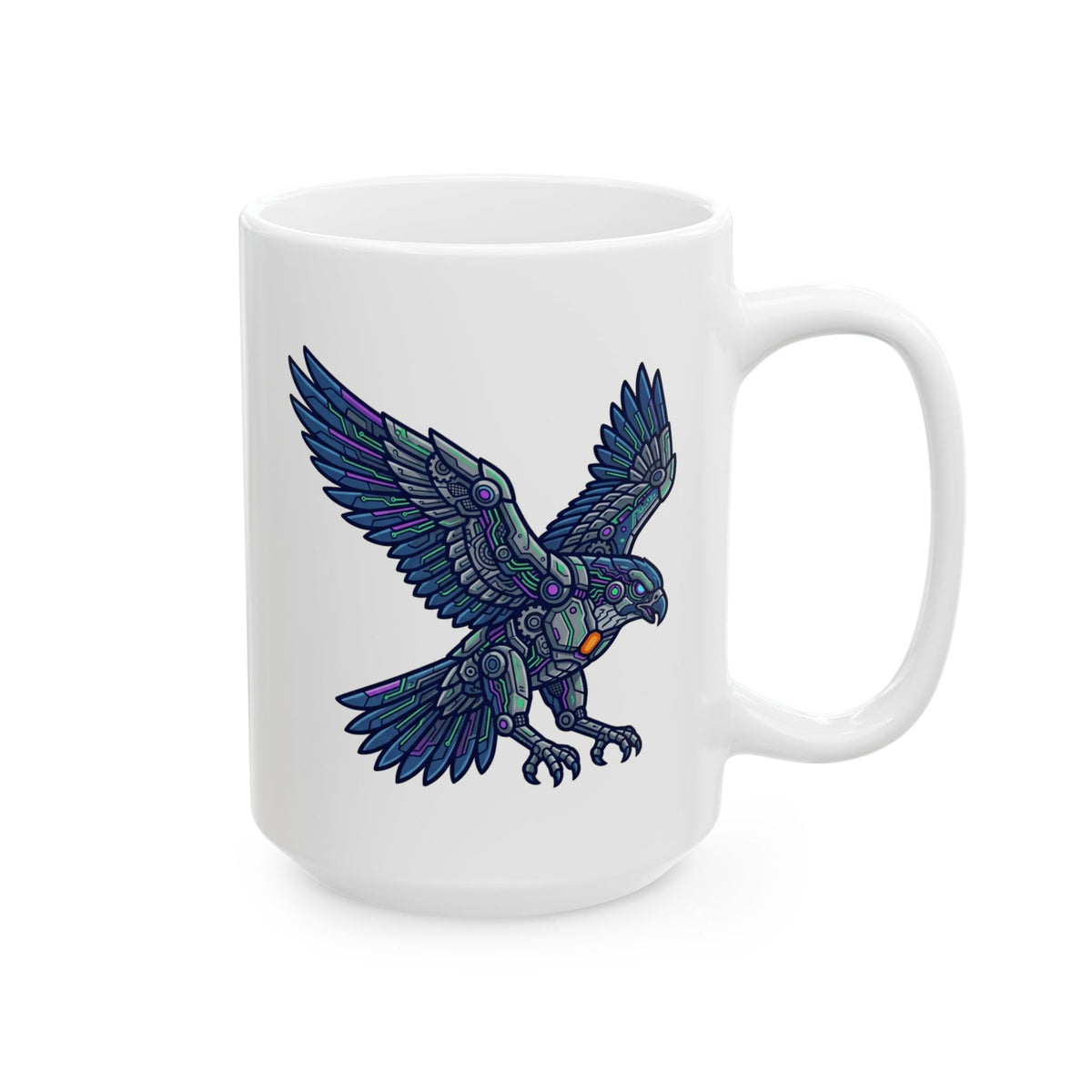 "Cyber Eagle" White Ceramic Mug