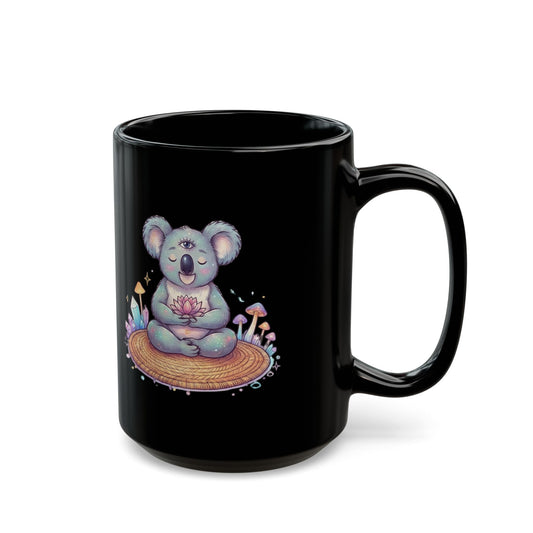 "Hippy Koala" Black Ceramic Mug