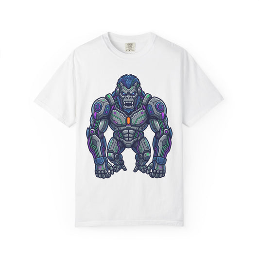 Color: White | Cyber Gorilla Unisex Garment-Dyed Tee