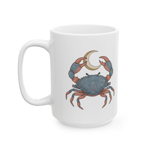 "Cancer The Moon Child Crab" White Ceramic Mug — Graphic