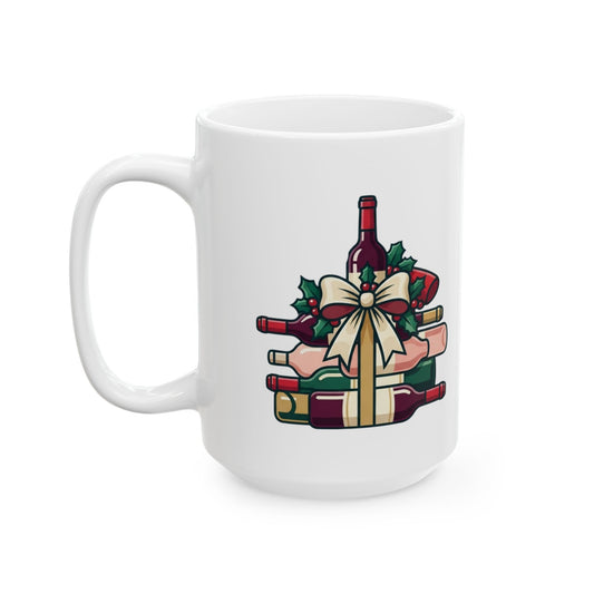 "Santa Bring Me Wine" White Ceramic Mug — Graphic