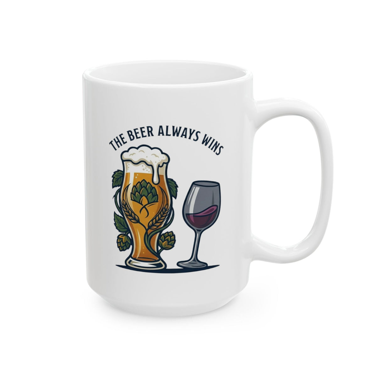 "The Beer Always Wins" White Ceramic Mug