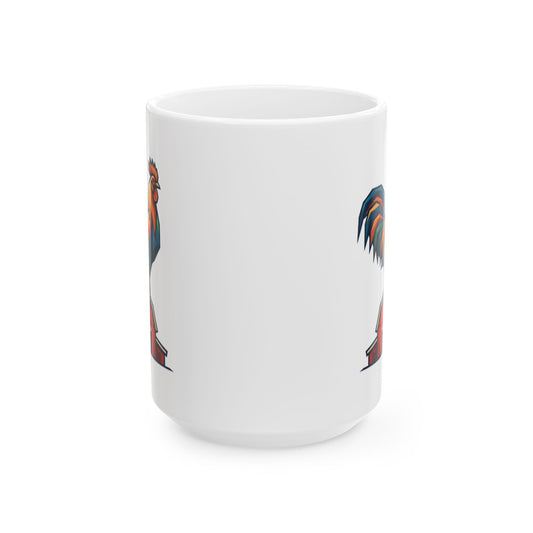 "Barnyard Rooster" White Ceramic Mug