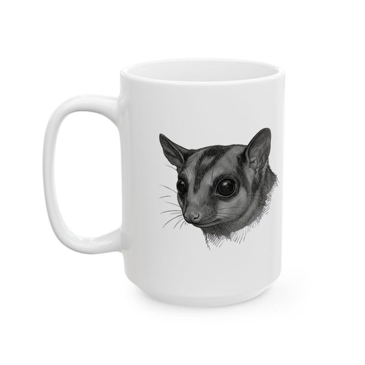 "Pencil Sketch Art Sugar Glider" White Ceramic Mug — Graphic
