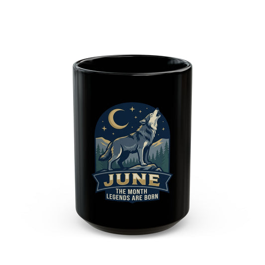 "June Legend" Black Ceramic Mug