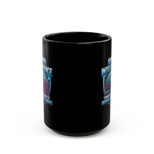 "Super Intelligence" Black Ceramic Mug