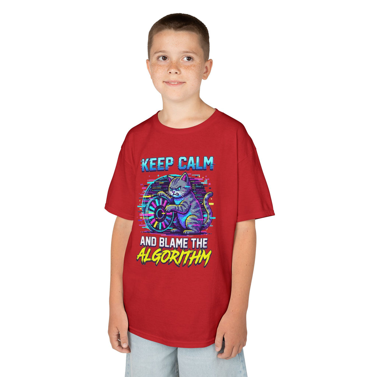 Color: Red | Keep Calm And Blame The Algorithm Kids Tee