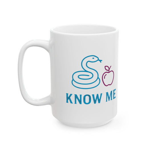 "Good Book Series Know Me In The Biblical Sense" White Ceramic Mug — Graphic