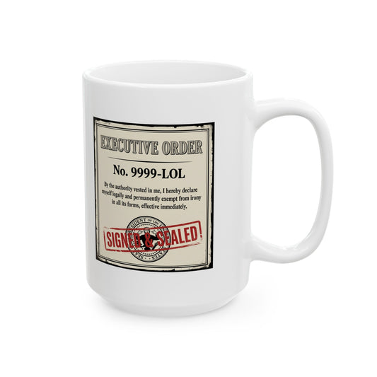"Irony Free" White Ceramic Mug