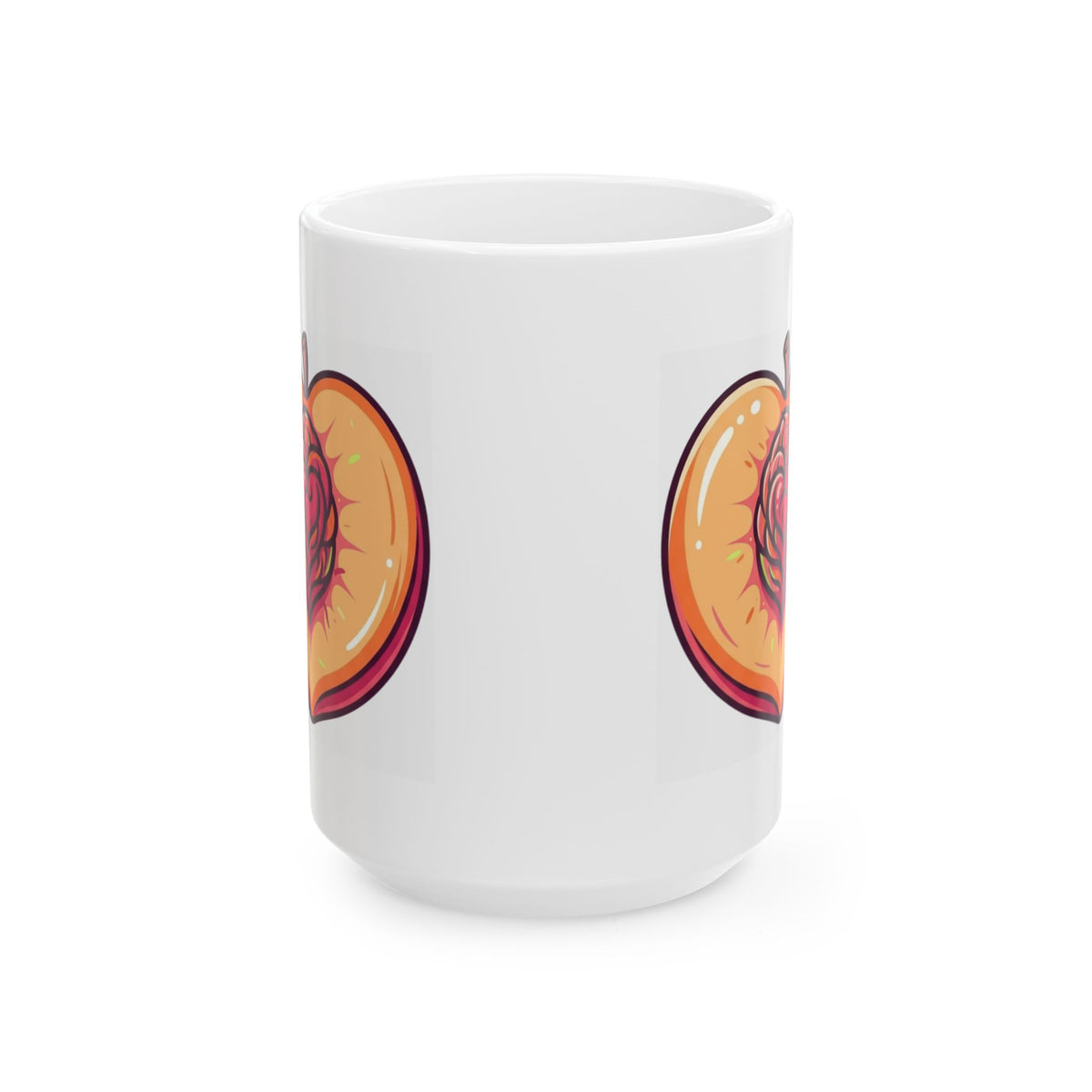 "Warm Sweet Juicy" White Ceramic Mug — Graphic