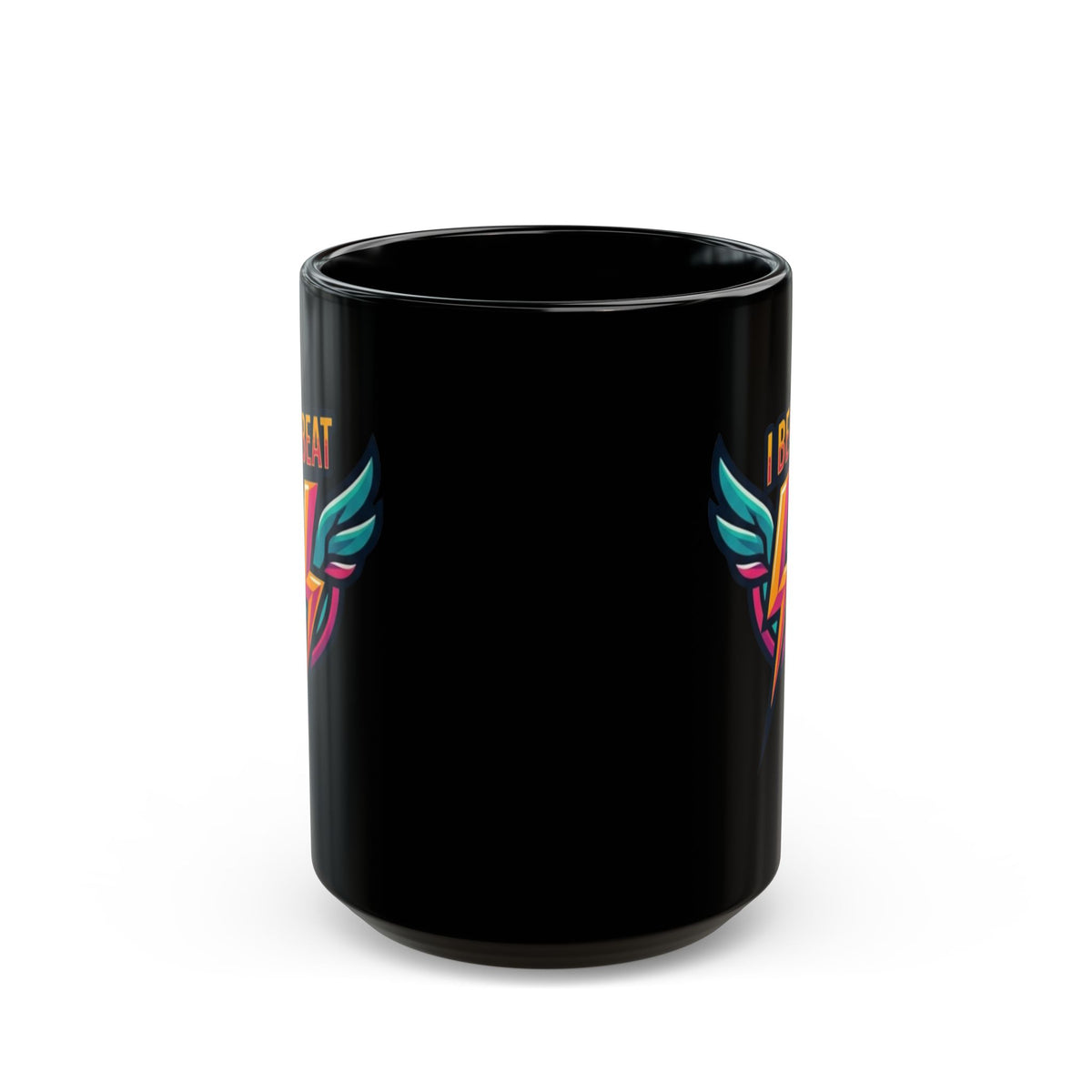 "I Beat Cancer - What is Your Superpower" Black Ceramic Mug — Graphic