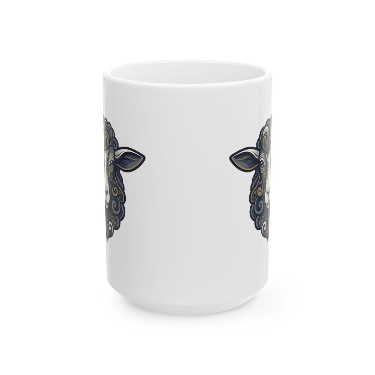 "Barnyard Sheep" White Ceramic Mug — Graphic