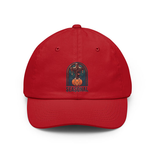 Color: Red | Seasonal Transubstantiation Dad Hat — Graphic
