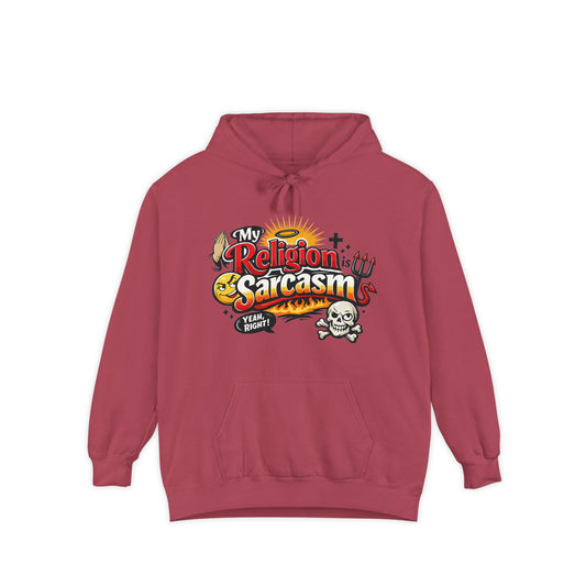 Color: Crimson | Holy Sarcasm | Garment-Dyed Hoodie — AttitudeShirts