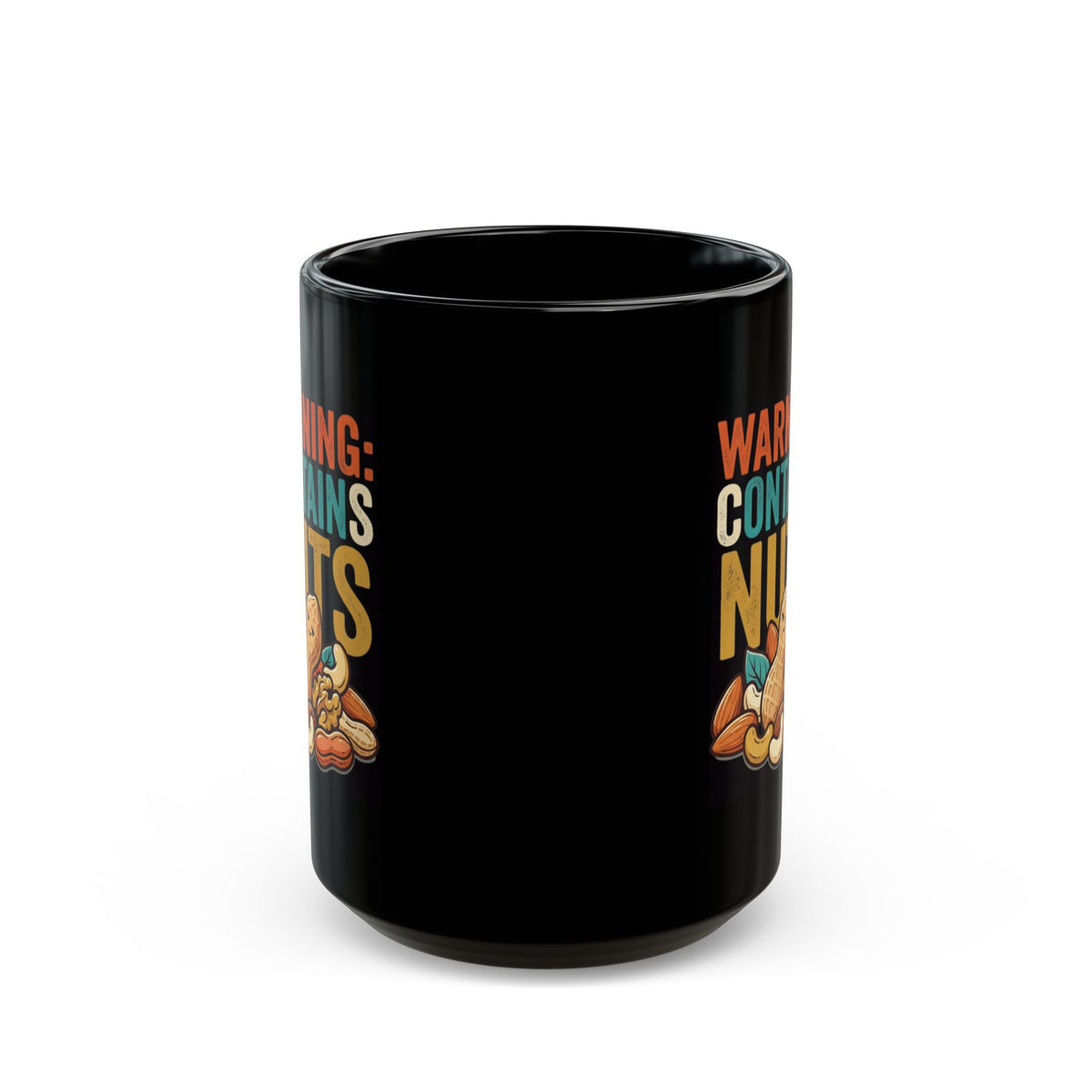 "Warning Contains Nuts" Black Ceramic Mug