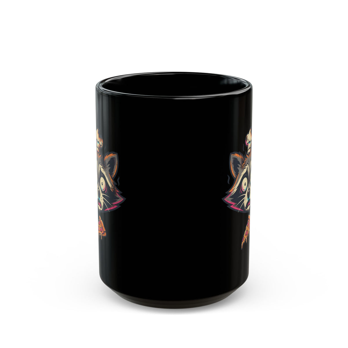 "Frozen Pizza in a Hot Oven" Black Ceramic Mug — Graphic