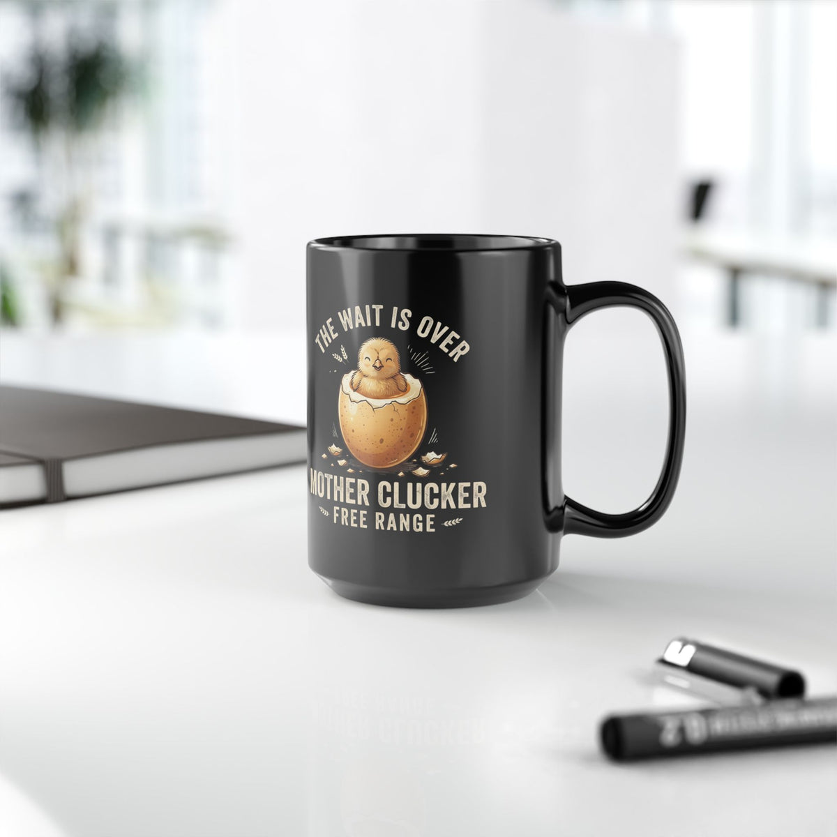 "The Wait is Over" Black Ceramic Mug