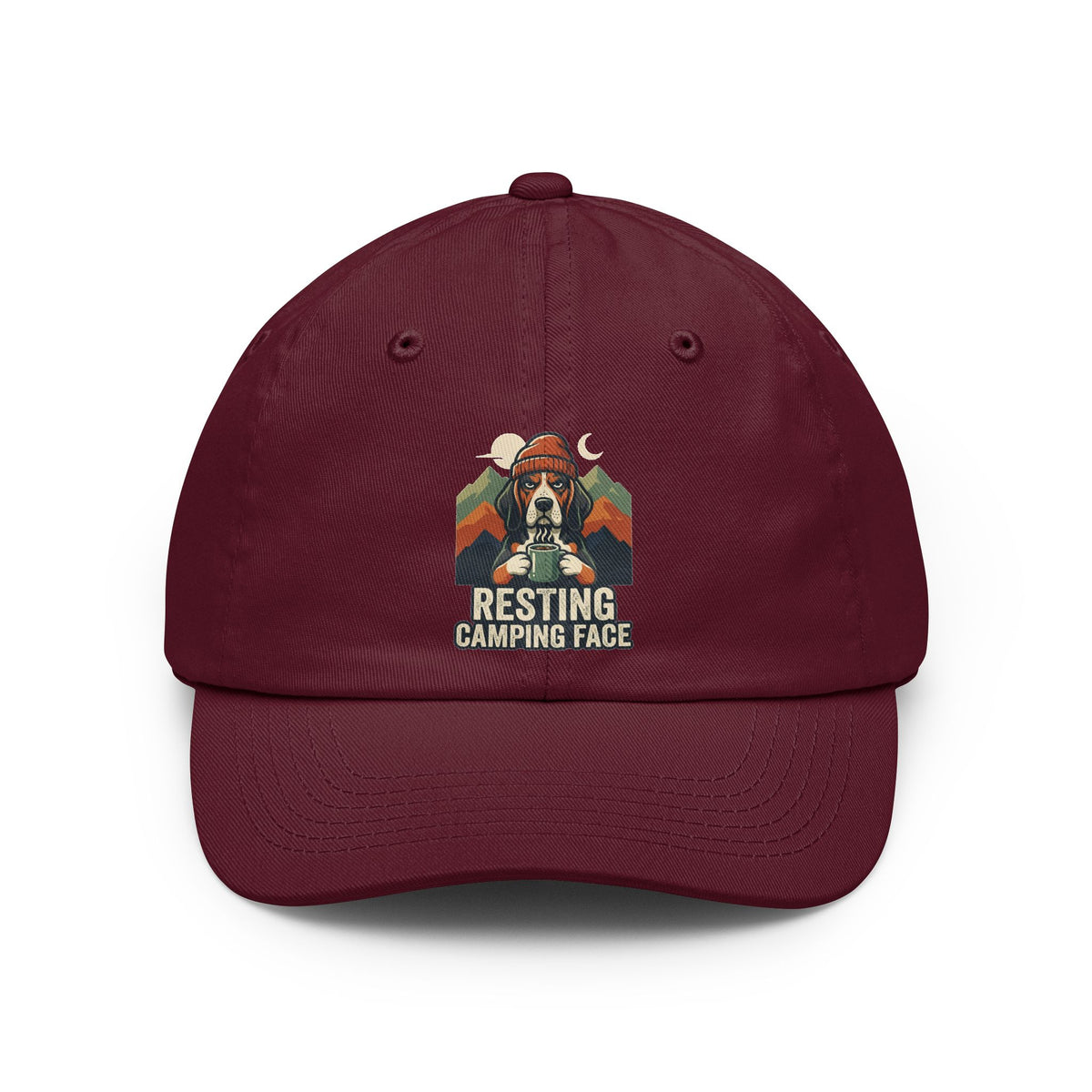 Color: Maroon | Resting Camping Face Dad Hat