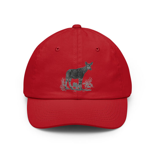 Color: Red | Pencil Sketch Art Okapi Dad Hat