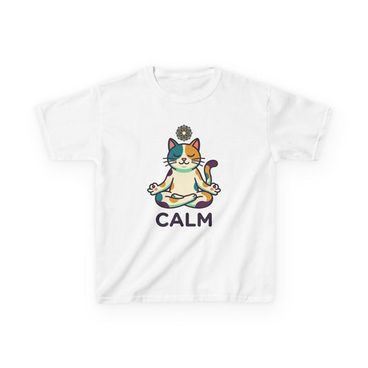 Color: White | Cat CALM Kids Tee