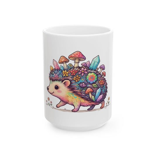 "Hippy Hedgehog" White Ceramic Mug