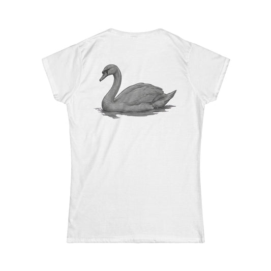 Color: White | Pencil Sketch Art Swan Women's Tee