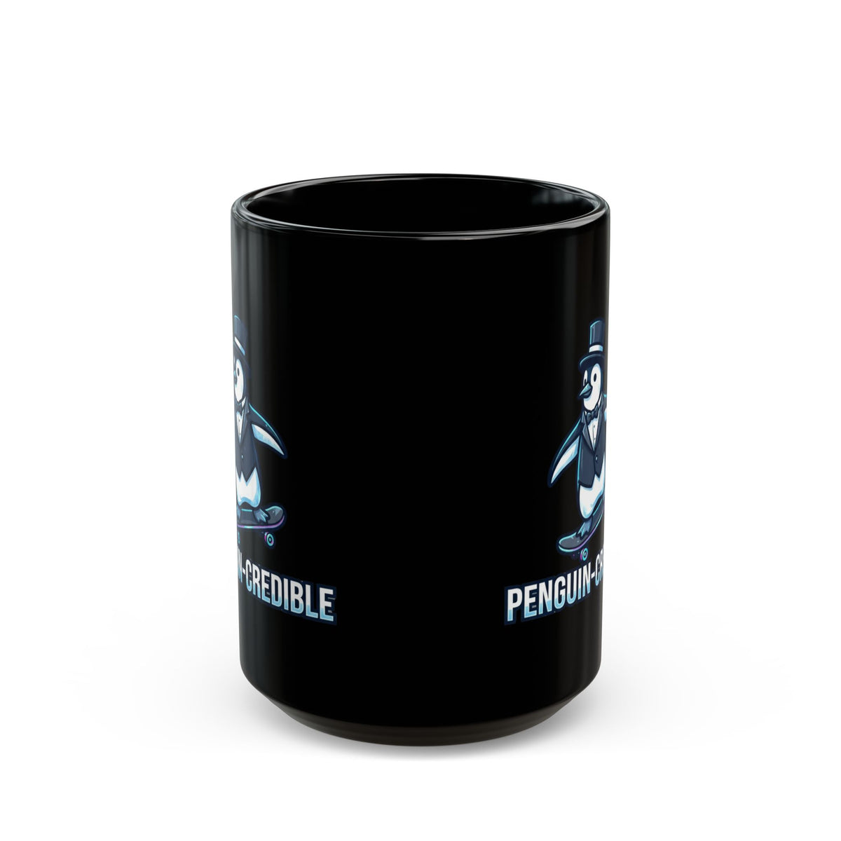 "Penguin Credible" Black Ceramic Mug