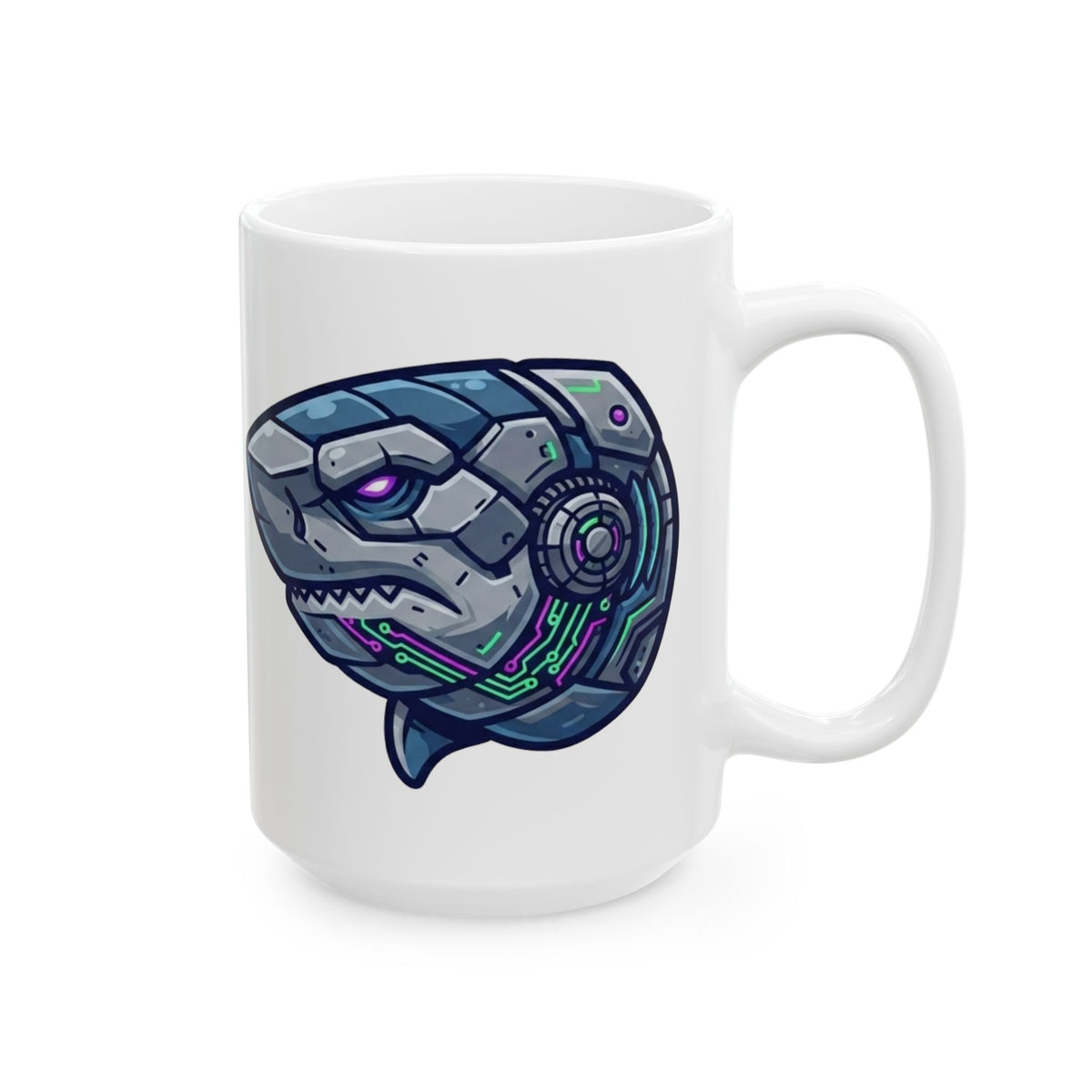 "Cyber Shark" White Ceramic Mug — Graphic