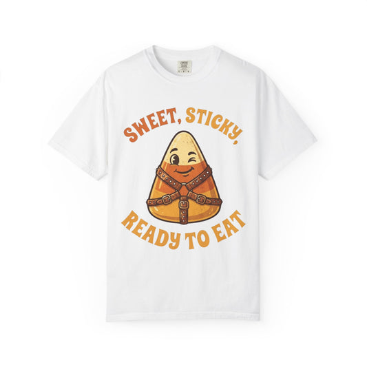 Color: White | Sweet Sticky Ready to Eat Unisex Garment-Dyed Tee