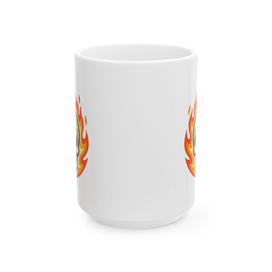 "Hellfire" White Ceramic Mug — Graphic