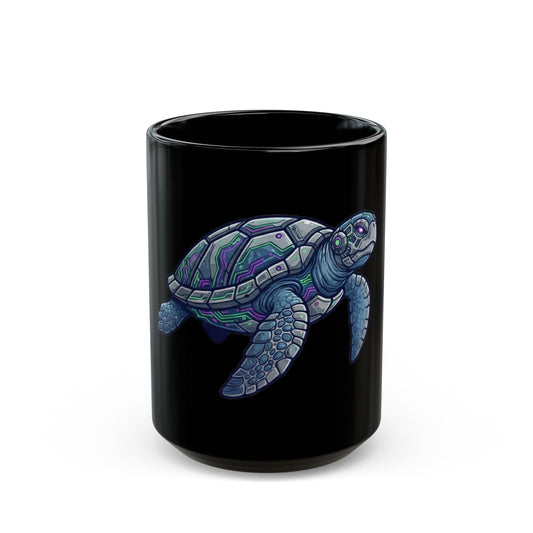 "Cyber Turtle" Black Ceramic Mug