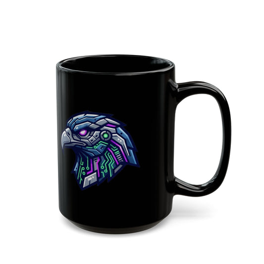 "Cyber Falcon" Black Ceramic Mug — Graphic